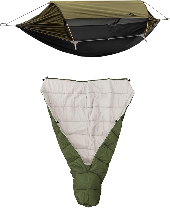 Camping Hammock Tent with Top Quilt Lightweight Hanging Hammocks Tree Straps Portable for Hiking Backpacking