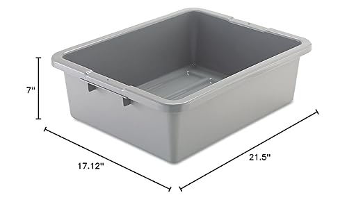 Rubbermaid Commercial Products Standard Bus/Utility Box 7.125 Gal Gray Pack of 6