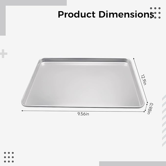 Commercial Aluminum Sheet Pan For Baking Roasting Toasting 9.6 X 13 In &amp Easy Clean Bun Pan Silver