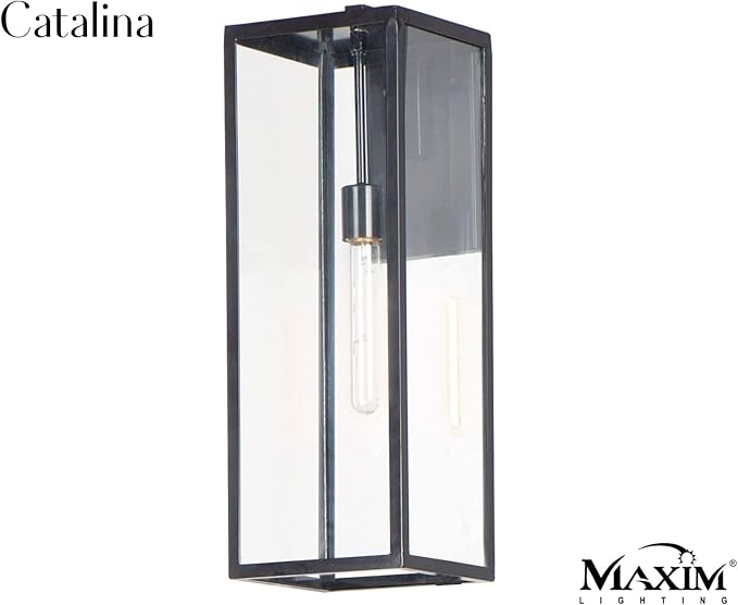 Maxim 30094CLDBZ Catalina 21 Inch Dimmable and LED Bulb Compatible Clear Glass Outdoor One Light Wall Sconce I 60 Watts I Dark Bronze Finish I Modern Contemporary Light Fixture I