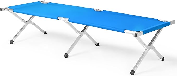 Camp Bed Portable Folding Camping Cot for AdultsIndoor Outdoor Portable Sleeping Cot for Hiking Camping with Carrying Bag Army (Blue)