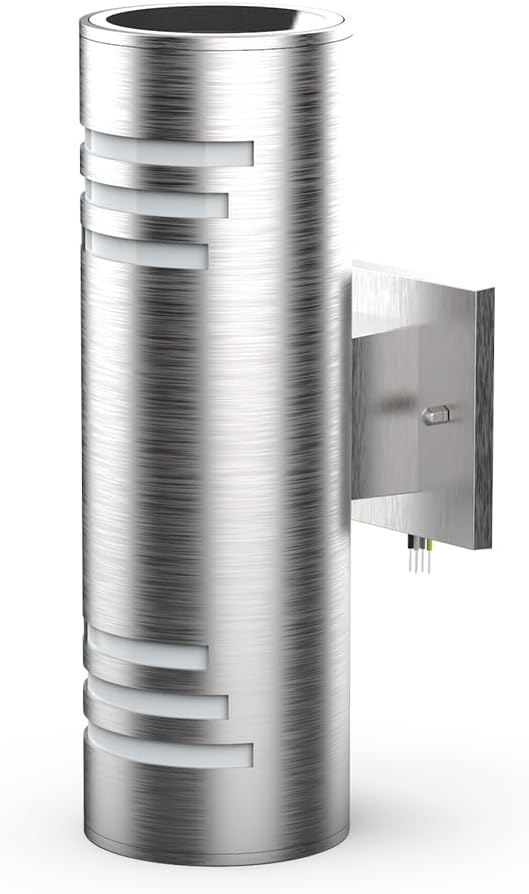 Sytmhoe Outdoor Wall SconceUp/Down Cylinder Exterior LightsStainless Steel LED Wall Light Outside LightingE26 Bulb Waterproof Wall Fixture