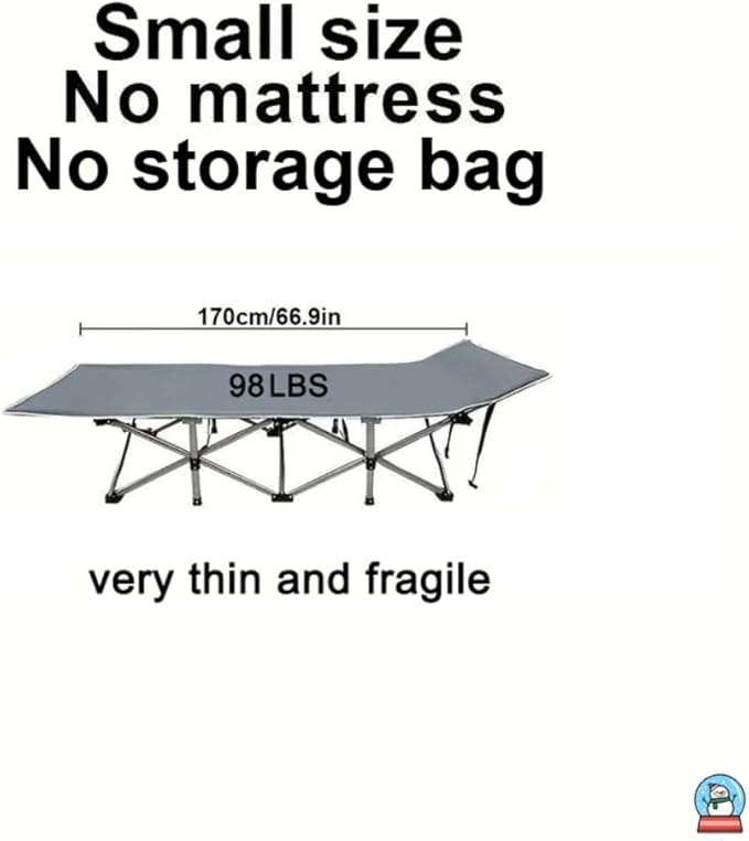 Camping Bed with Mattress Maximum Load Capacity 560-760 pounds can be Used as Travel Equipment Office Lunch Break Beach Vacation and Family Leisure (67in-mattressless)