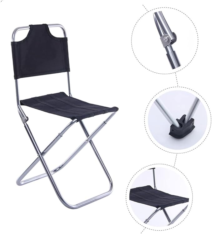 Outdoor Foldable Fishing Chair Backrest 1PCS Lightweight Aluminum Alloy Portable Stool for Camping Travel and Fishing
