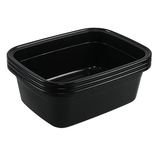 Sadstory 18 Quart Black Plastic Wash Tub Rectangular Dishpan 3 Packs