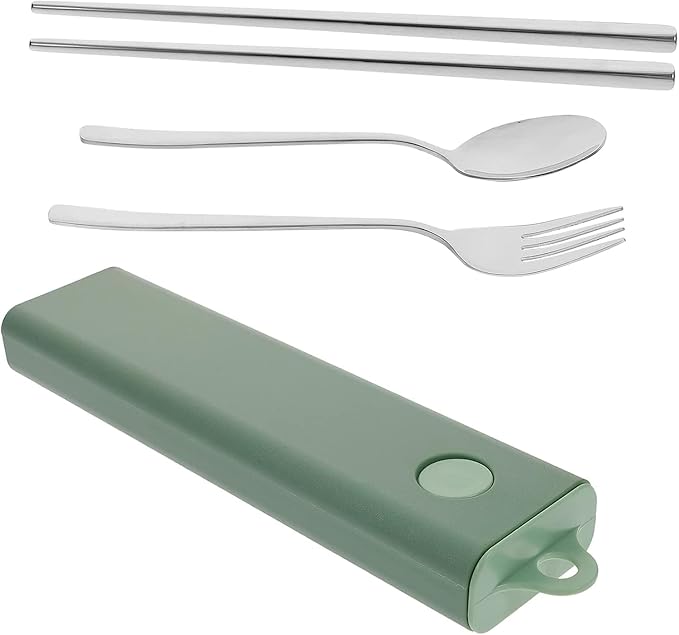 3 Sets Fork Spoon Chopsticks Stainless Steel Utensils Set Stainless Steel Spoon Travel Cutlery Utensil Case Travel Spoon Camping Tableware Stainless Steel Chopstick Rest