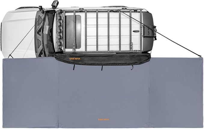 SanHima 180 Awning Free Standing Built-in LED Light - 118.4 sq.ft Shelter Karlu Frontier Car Side Waterproof UV50+ Wind Resistant Driver Passenger Side 180 Degree Vehicle Awning for SUV Van Truck