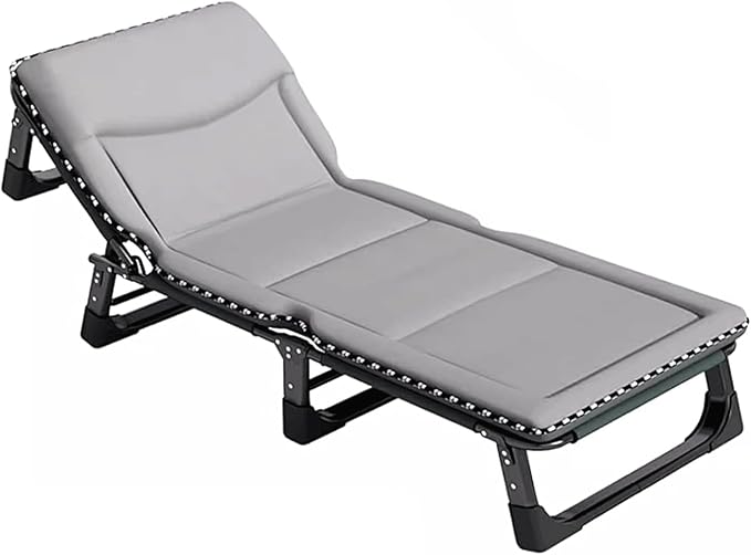 Waterproof Technology Fabric Camping Cot 4-Level Backrest Adjustment Folding Cot with Mattress Portable Folding Bed for Sleeping