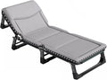 Waterproof Technology Fabric Camping Cot 4-Level Backrest Adjustment Folding Cot with Mattress Portable Folding Bed for Sleeping