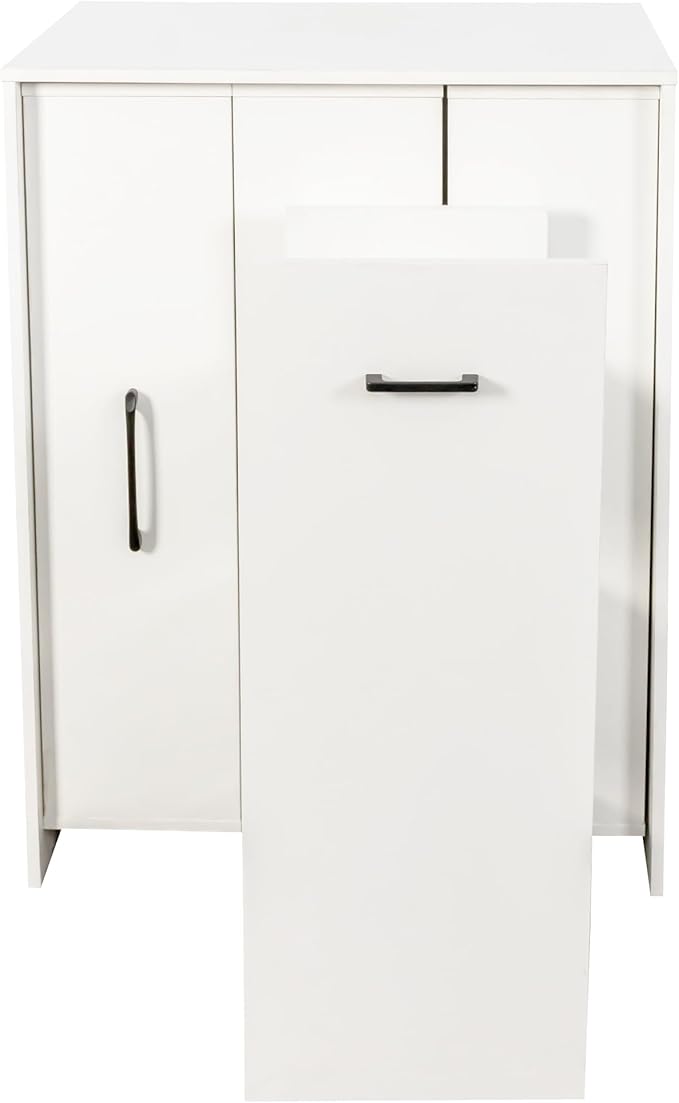 Tall Freestanding Kitchen Pantry Storage Cabinet Single Door with 3-Tier Pull-Out Shelving Adjustable Shelves Versatile Cabinet for Kitchen Dining Living Room Office Salon Store