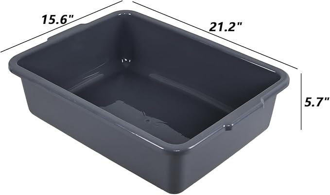 22 L Plastic Commercial Bus Tubs Large Bussing Tubs Grey Bus Pans 4 Packs