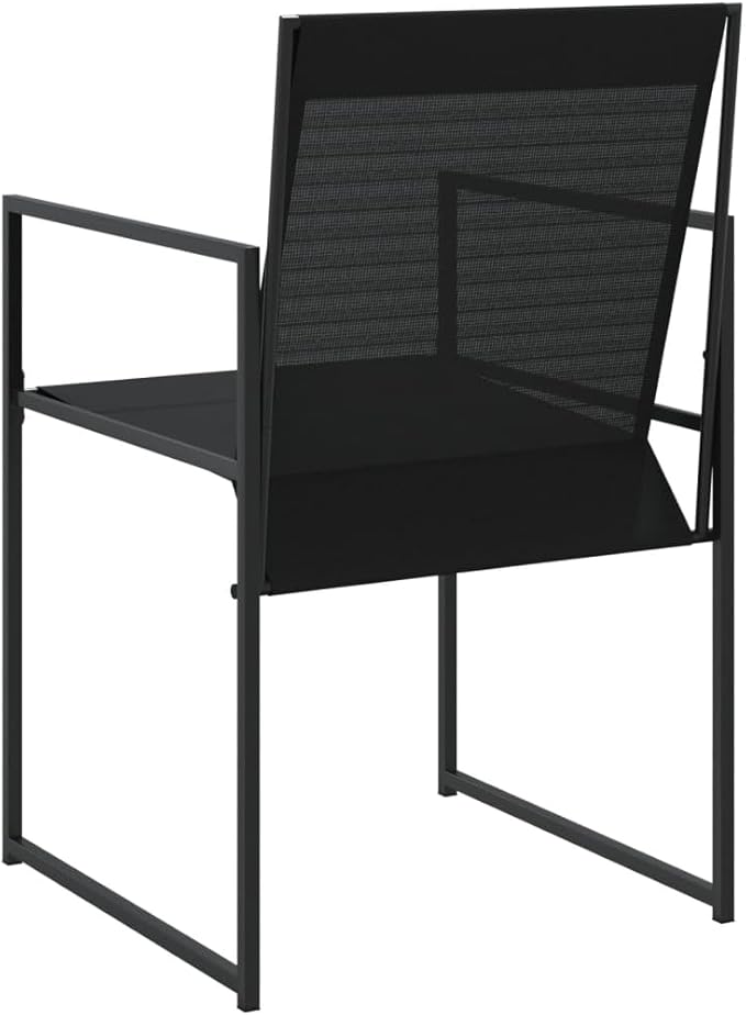 Patio Chairs Set of 4 Black Steel and Textilene Outdoor Chairs Comfortable Garden Furniture Folding Chairs for Patio Deck Backyard or Lawn