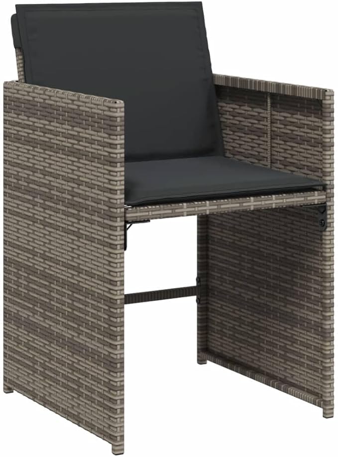 Patio Chairs with Cushions Set of 4 Outdoor Furniture Gray Poly Rattan Comfortable Lounge Chairs for Garden Patio Lawn and Balcony