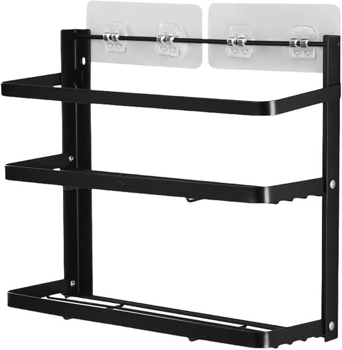 Foldable Wall-Mounted Rustproof Metal Space-Saving Shelf for Condiments &amp Utensils Easy Install Rustproof Shelf