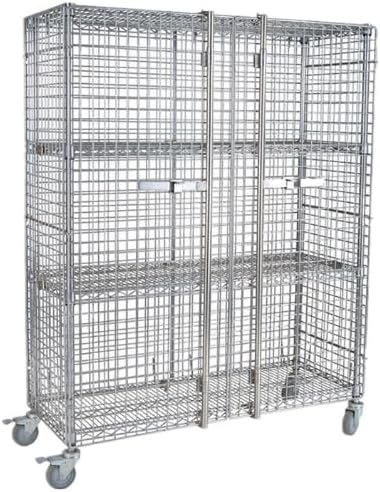 Commercial Grade NSF Listed Metal Wire Mesh Storage Green Epoxy Mobile Security Cage KitPerfect for Warehouse Walk-in Refrigerator Freezer Grocery Store Restaurant