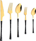 SpoonsSilverware Set Premium Stainless Steel Cutlery Set - Forks Knives &amp Spoons for Home Camping &amp Office Easy Gold Finish