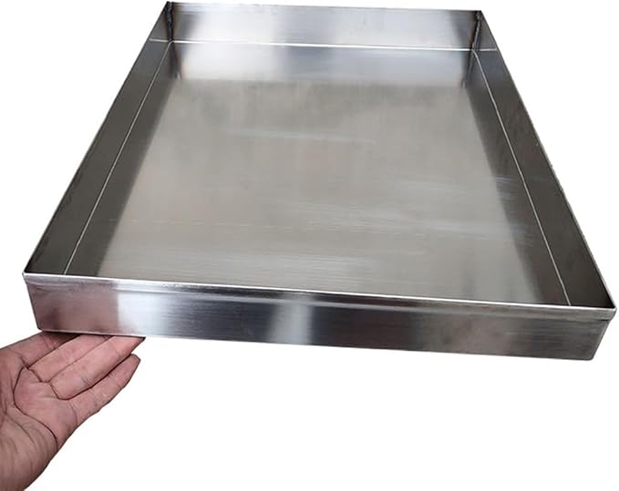 Stainless Steel AC Condensate Drain Pan &amp Electric Water Heater Drip Tray 32x8in Rectangular Durable Rust-Resistant Prevents Floor Seepage Ideal for Home &amp Commercial Use