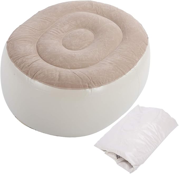Inflatable OttomanRound slothful StoolPortable PVC Inflatable Soft air Chair seat for Garden and Camping Fitness and Sports