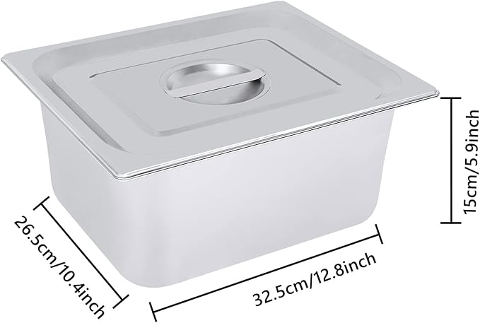 4 Pack Stainless Steel Hotel Pans 1/2 Size-6 Deep Steam Table Pan Stainless Steel Food Storage Containers Buffet Pan with Lids for Home Party Restaurant Hotel Buffet