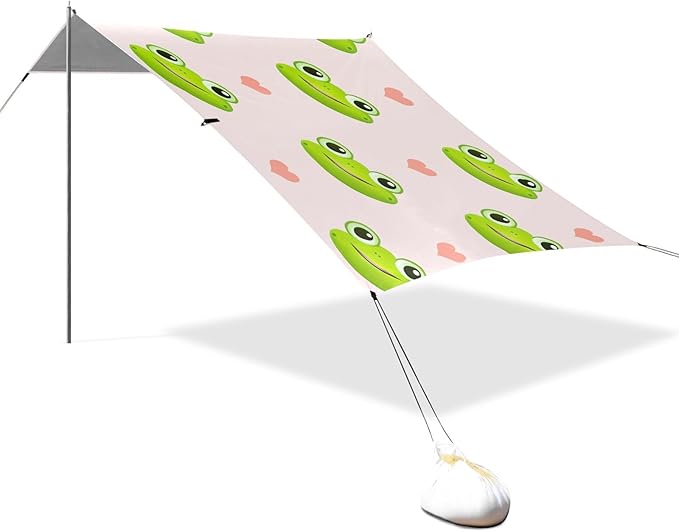 Cute Funny FrogCamping Sun Shelters 9.2 x 10.5 FT Beach Canopy Tent Sun Shade with Carrying Bag for Camping Trips Fishing Backyard Fun or Picnics 21341712