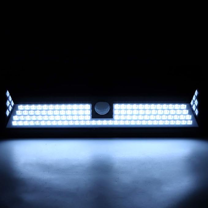 Solar Wall Light 118 LED Motion Sensor Outdoor Security Light 3 Lighting Modes Energy Saving Garden Light - Easy Install Solar Powered Light for Porch Yard Fence