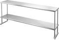 Hally Double Overshelf of Stainless Steel 12'' x 72'' Weight Capacity 420lb Commercial 2 Tier Shelf for Prep &amp Work Table in Restaurant Home or Kitchen