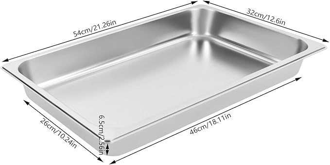 4 Pack Hotel Pan 2.5-Inch Deep Steam Table Pan with Lid 21.26 L x 12.6 W Hotel Pans Stainless Steel Pans Restaurant and Commercial Steam Tables