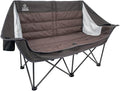 Doublewide Padded Sofa – Portable Outdoor Camping Sofa Chair for 2 High-Loft Cushioning Dual Cup &amp Wine Holders Mesh Storage Pocket &amp Carry Bag Durable 600D Fabric Steel Frame