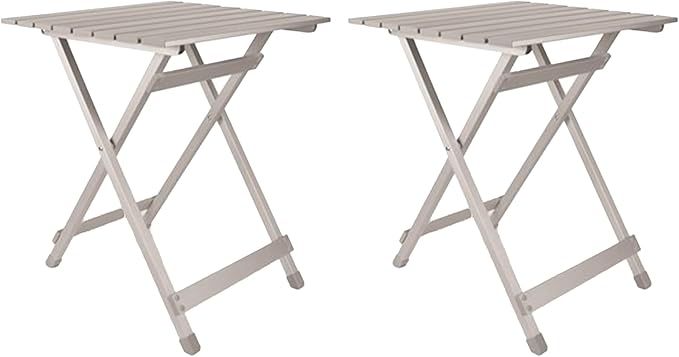 Camco 2 Pack Large Durable Aluminum Fold Away Design Multi Use Outdoor Sidetable