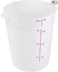 Restaurantware-Met Lux 8 Quart Food Storage Containers 10 White Storage Containers - Lids Sold Separately Red Volume Markers Dishwashable Containers Side Handles For Storing Foods