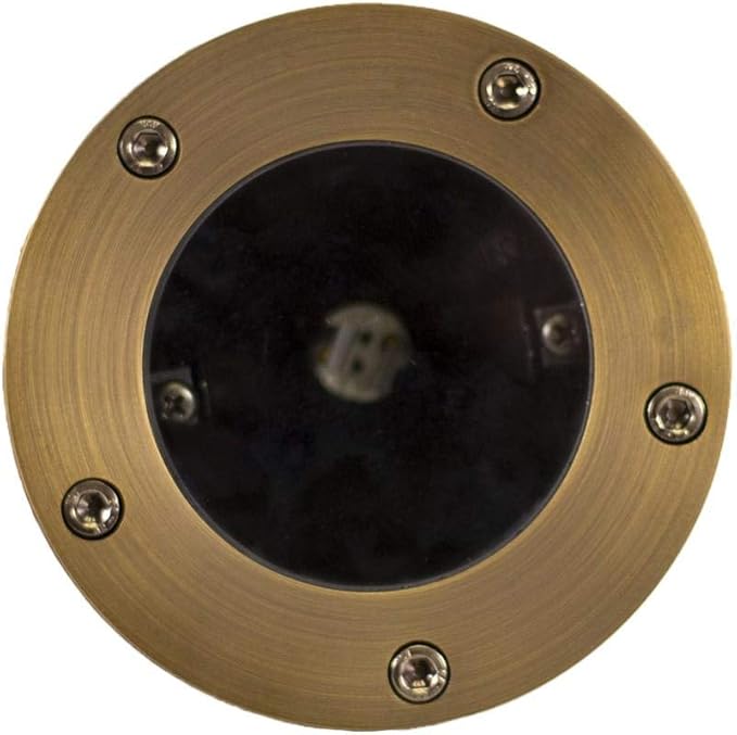 12V Brass In-Ground Well Light (Open Top) with 5W 2700K Warm White MR16 LED Bulb for Low Voltage Landscape Lighting of Outdoor Pathway Garden Shrubs Columns or Trees