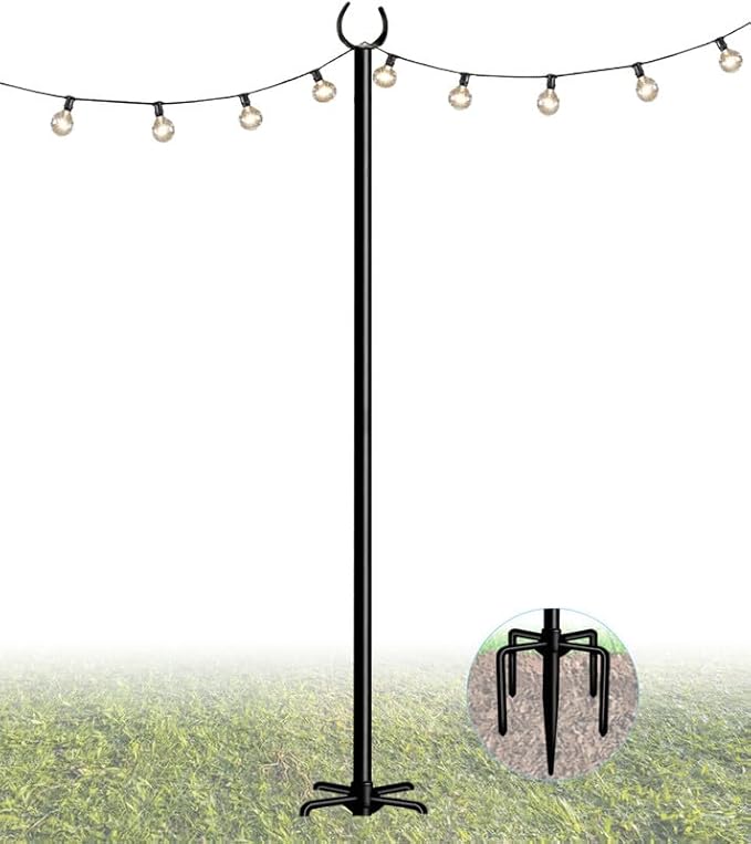10FT String Light Pole Stand | Outdoor String Lights Hanging Use for Backyard Garden Patio Party Festival Wedding Picnic Matte 1 Pole