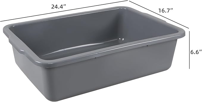 4 Pack 32 L Large Bus Tubs Commercial Bus Tray/Dish Tub/Washing Tubs Grey