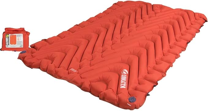 KLYMIT Insulated Double V Inflatable Sleeping Pad | Thick Lightweight Easy to Inflate Foldable Air Bed for Camping &amp Backpacking