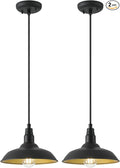 10in Dome Farmhouse Pendant Lights Black and Brass Kitchen Island Hanging Light Fixture for House Outdoor Barn Pendant Ceiling Lighting for Dinning Room Entryway Deck Adjustable Length