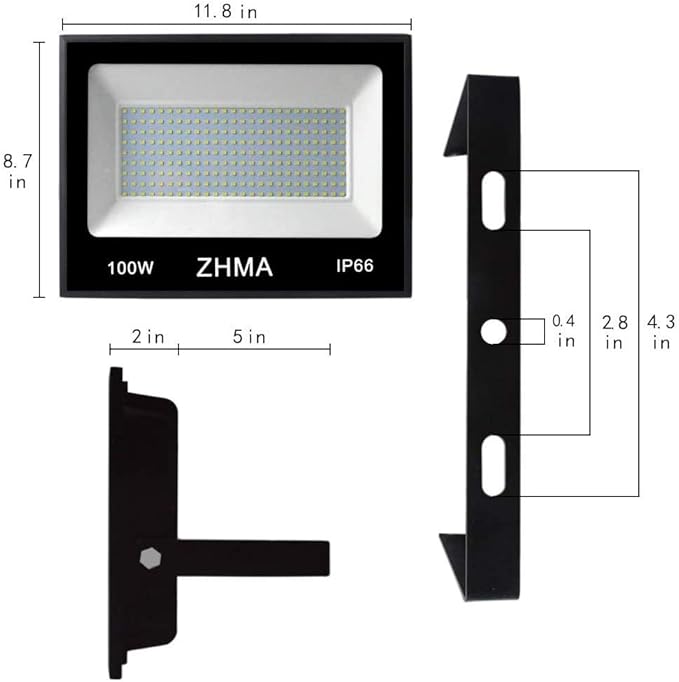 100W Flood Lights Outdoor9000LM LED Work Light with Plug and Switch-IP66 Waterproof Bright Security Lights-6500K White Lightfor YardGardenPlaygroundBackyardGarageLawn