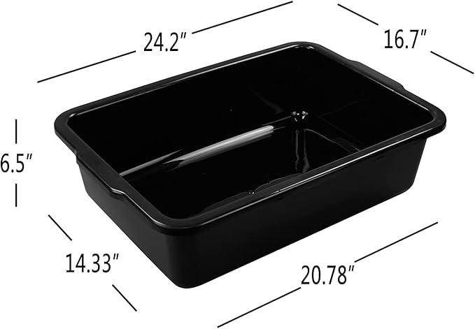 Pekky 32L Large Commercial Bus Box Wash Basin Tub Black 4 Pack