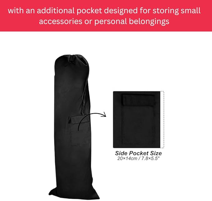 Heavy Duty Camping Chair Replacement Bag with Side Pocket Camp Cover Bags for Carrying Folding Chairs - 48 X 11 Inches Durable 600D Oxford Fabric Extra Wide Mouth Adjustable Strap (Black)