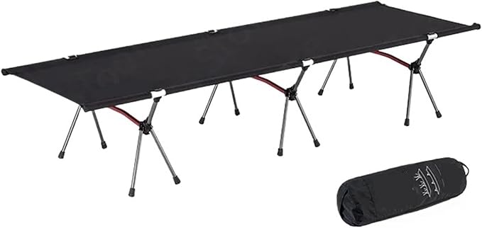 Folding Camping Cot Camping Mat Bed Foldable Sturdy Tent Cot Office Single Folding Bed Travel Portable Hiking(Black)