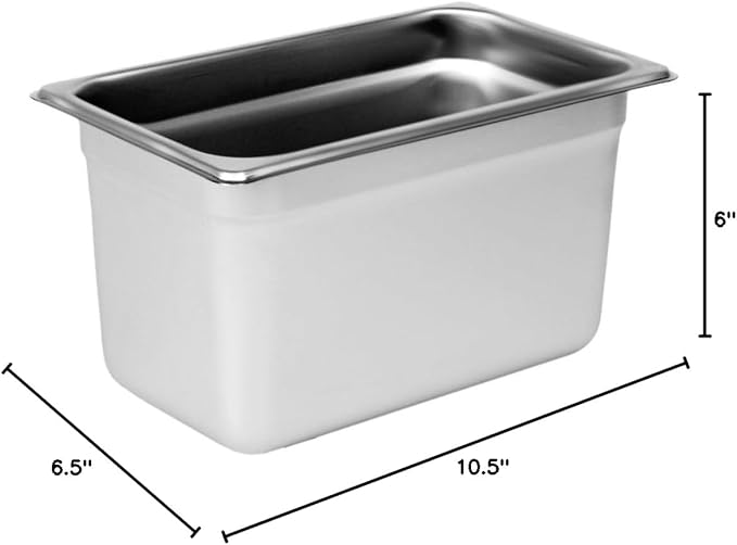 Soro Essentials- 1/4 Size 6 Deep Stainless Steel Anti-Jamming Steam Table Pan 22 Gauge- Chafer Food Pan Stackable Anti-Jam Steam Pans for Hotel Restaurant Supplies Party Buffet Event Catering