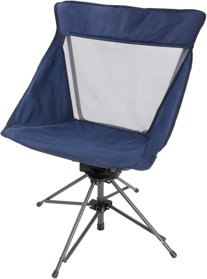 Zenithen Limited Portable Swivel Folding Chair Navy Color - with Mesh Back Cool Seating 225lb Capacity - Perfect for Camping Sporting Events Campfires and Recreation