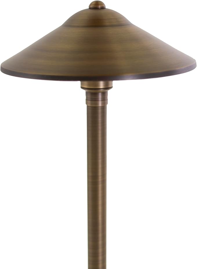 VOLT Max Spread 12V Solid Cast Brass Path Light (25 Tall 9 Shade) for Low Voltage Landscape Lighting on Outdoor Pathway Walkway Garden Driveway or Patio