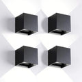 4 Pack LED Outdoor Sconces Wall Lights 20W Exterior/Interior Up and Down Lights IP65 Waterproof Modern Outdoor Lighting Fixtures Square Aluminum Wall Mount Light Black 6500K Cold Lights