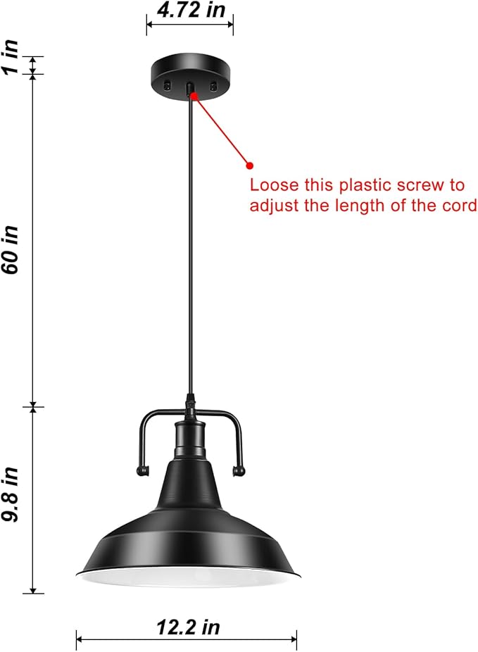 3PCS Farmhouse Pendant Light for Kitchen Island Black Pendant Lights Fixtures with Metal Shade Industrial Barn Hanging Lights for Hallway Kitchen Sink Dining Room Living Room（Bulb not Included）