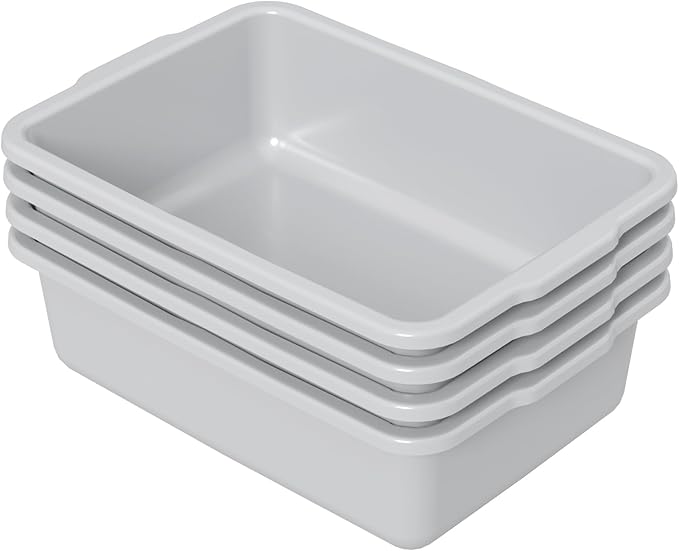 35 L Large Plastic Commercial Bus Tub 4 Packs Large Bus Box Gray