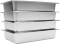 Steam Table Pans with Lids Set of 4 20x12x4 Inch Hotel Pans 2.38 Gallon 201 Stainless Steel Food Pans One-Piece Design Dishwasher Oven Safe for Restaurant Catering Buffet