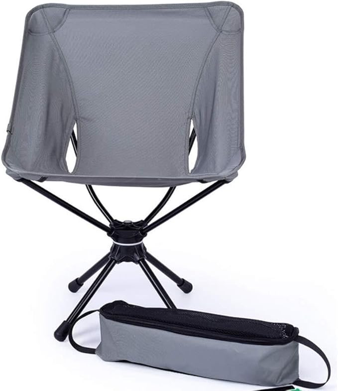 Portable Folding Camping Chair with Rotatable Base Lightweight Outdoor Chair with Carry Bag for Hiking Fishing BBQ (Gray 36x50x73.5cm)(Grey)
