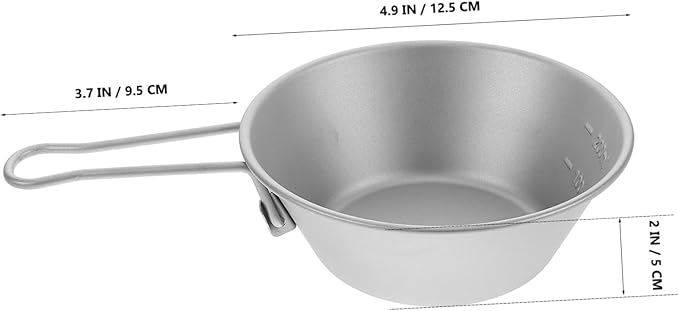 CHILDWEET Portable Titanium Camping Bowl with Folding Handle Lightweight Outdoor Dish for Hiking Picnics and Salad Versatile Tableware for Travel and Outdoor Dining