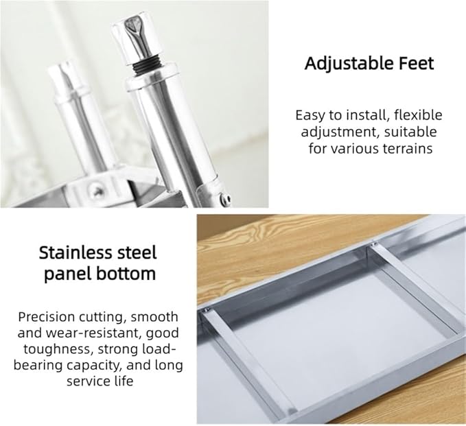 Stainless Steel Floor Riser with Adjustable Feet Heavy Duty Dunnage Rack Commercial Metal Stand Pedestal for Restaurants Kitchens Garages(35.4x11.8x5.9in)