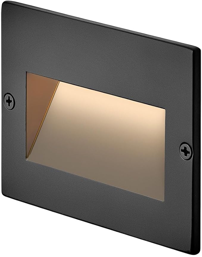 Hinkley Taper 12V Horizontal Step Light Wet Rated Stainless Steel Construction Recessed Mount Etched Lens ADA Matte Black Stainless Finish